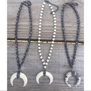 Handmade Paved crescent Necklace